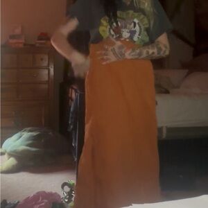 Casual Orange Pencil Midi Skirt